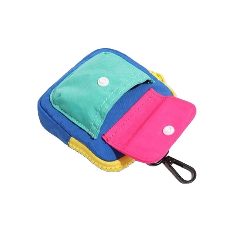 Portable Durable Zipper Coin Purse Contrast Color Earphone Bag Multifunctional Wallet Keyring Bag Daily Use Decoration Gift