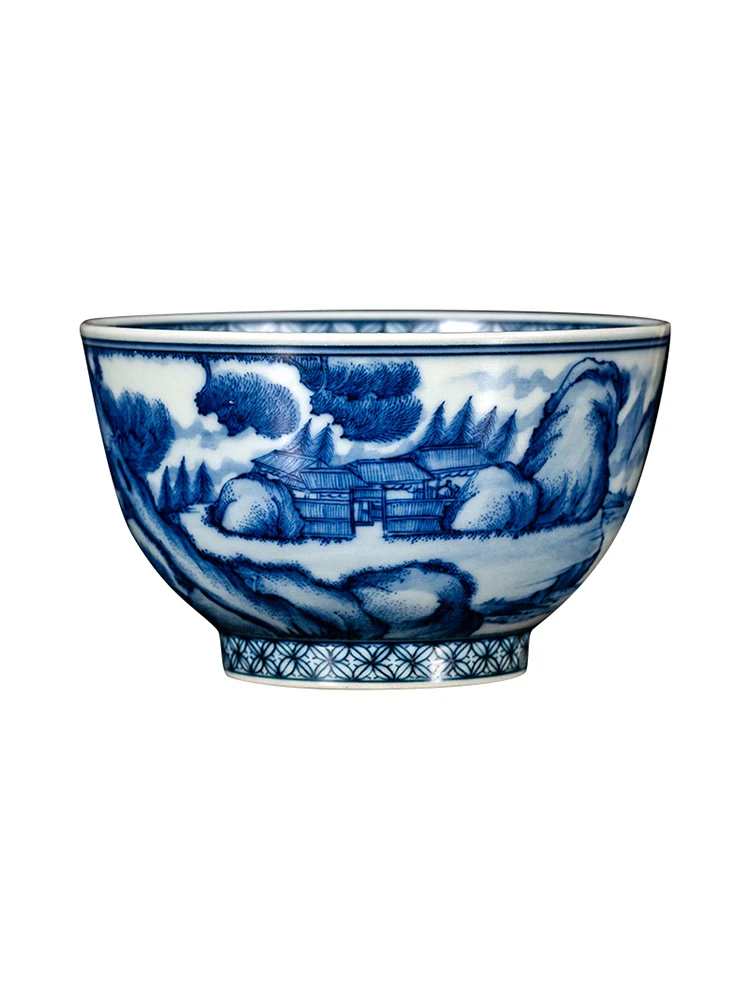 Zhongjia Ceramic Single Master Cup Personal Te Blue And White Chai Kiln Landscape Painting Writing Drinking