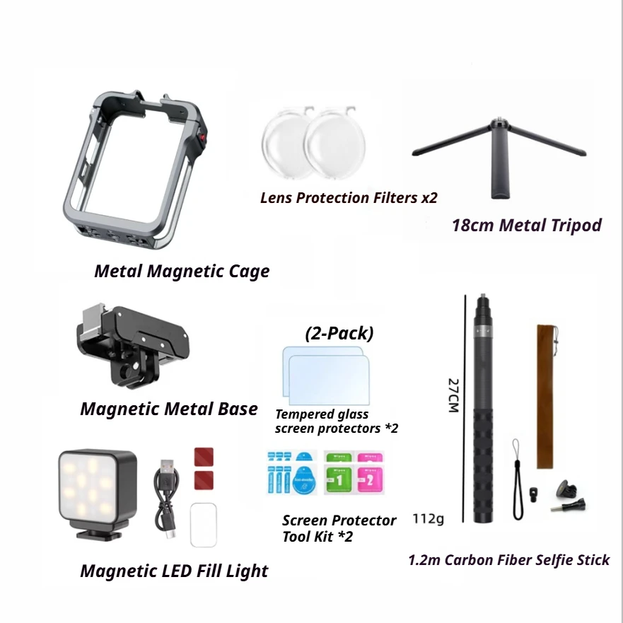 Aluminum Alloy Protective Case with Film Protector And Lens Guard for DJI OSMO 360 Camera - Metal Frame Rabbit Cage Accessory