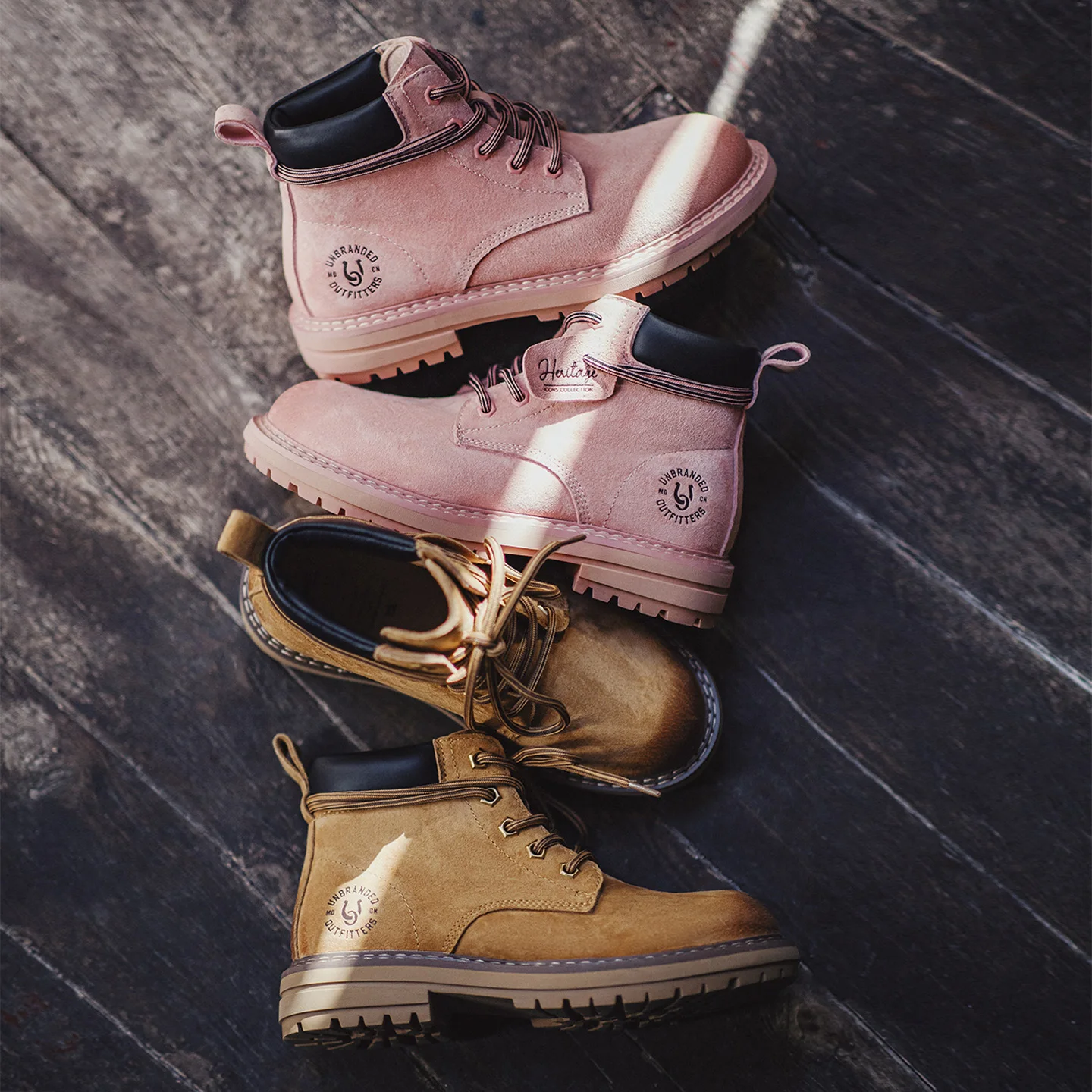 Maden Women's Wheat Work Boots Lace Up Mid Calf Boots Outdoor Combat Shoes Nubuck Leather Casual Workwear Chunky Sole Streetwear