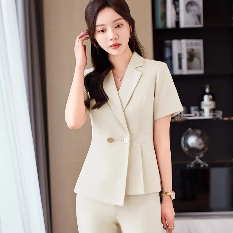 Dark Gray Suit Women's High-Grade Summer Thin Business Wear Temperament Goddess Style Jewelry Shop Workwear Women