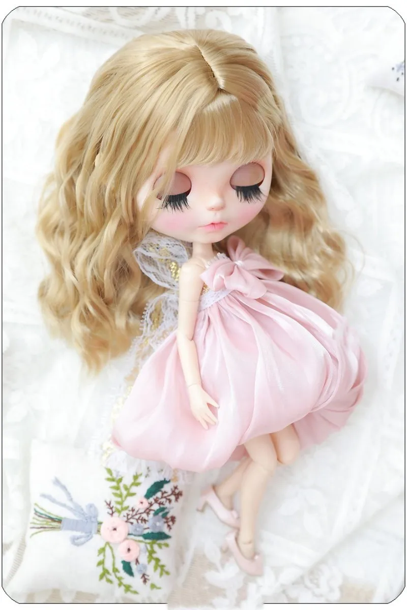 

Blythe size Super soft imitation mohair Qi bangs egg yolk wig doll accessories