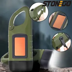 STONEGO Outdoor Hand Crank Generator Flashlight Emergency Lighting Flashlight Portable Solar Flashlight Camping Light