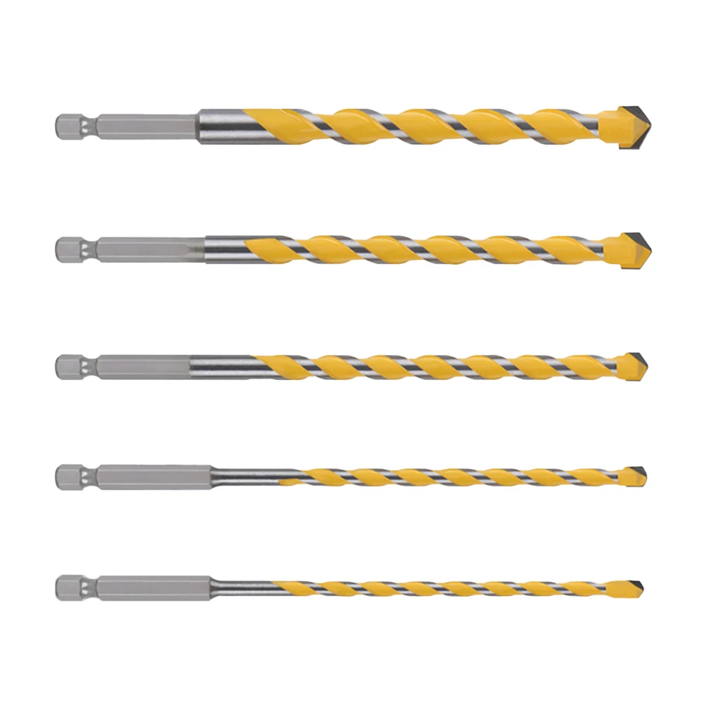 5pcs 5/6/8/10/12mm Drill Bit Set 160mm Hex Shank Carbide Drill Bits For Class Tile Punching Drill Bits Power Tools Parts