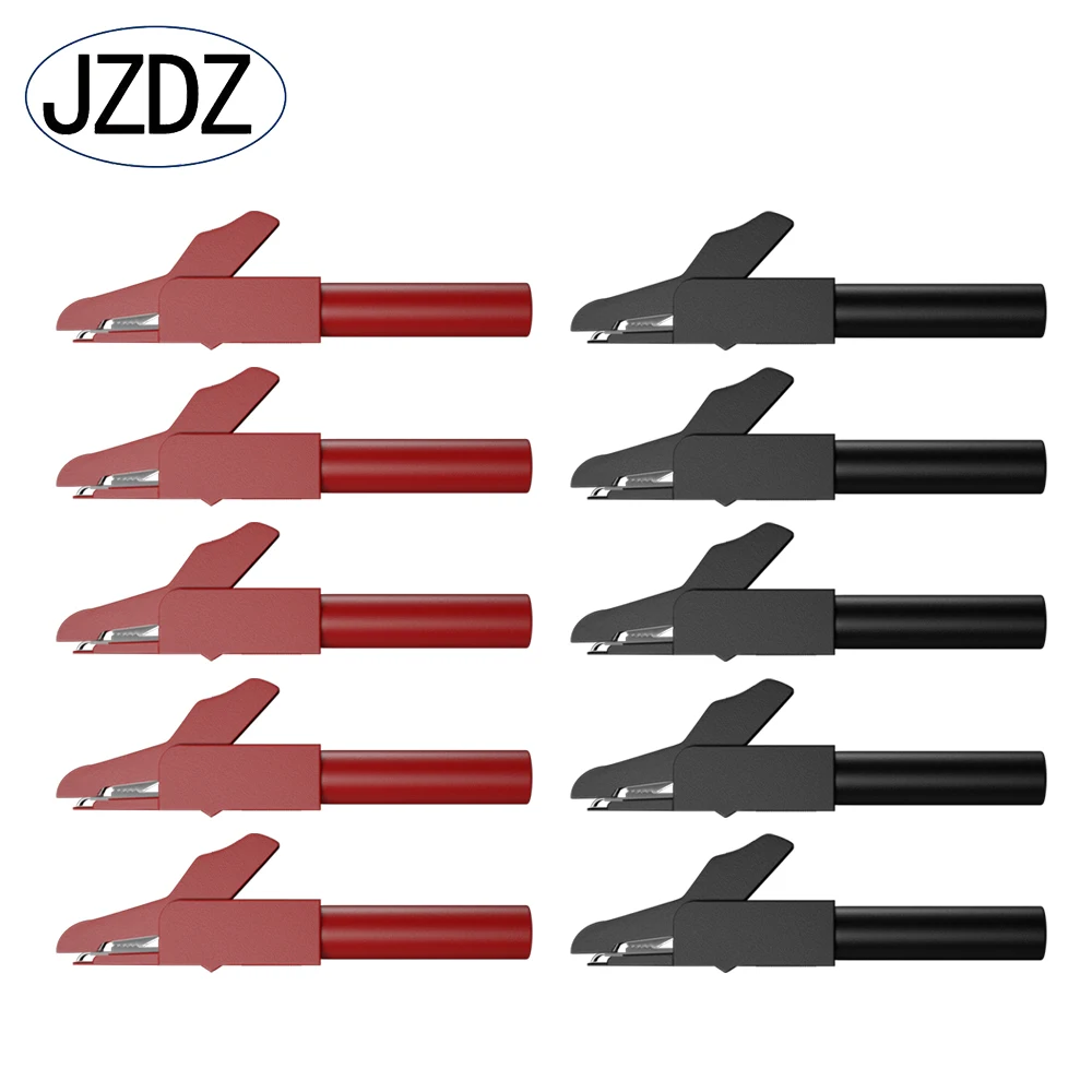 JZDZ 10PCS 4MM Insulation Alligator Clips Metal Crocodile Clamp for Wires Banana Connector  DIY Electrical Tools J.60029