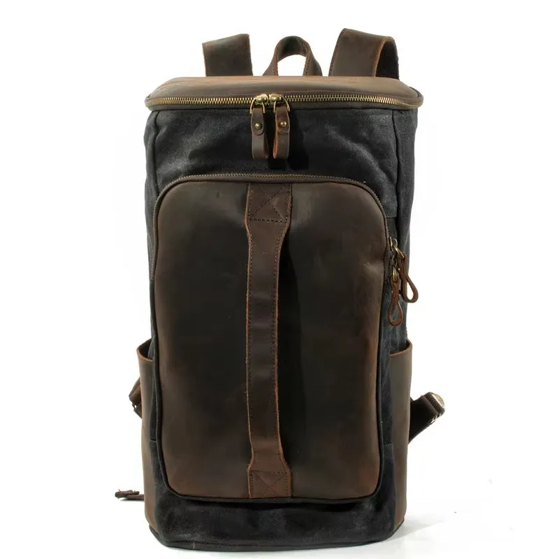 Men's Backpack Outdoor Waterproof Sport Travel Back Pack Oil Waxed Canvas Durable Handheld Fitness Backpacks
