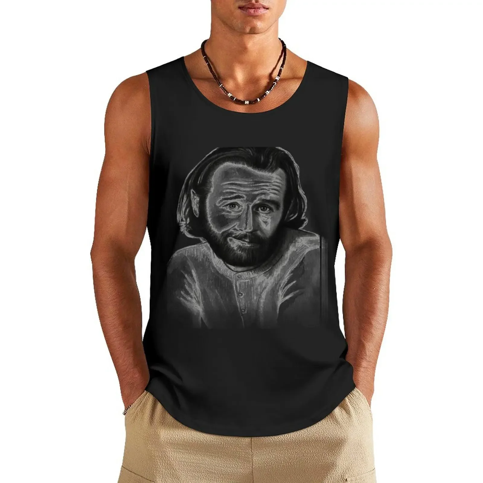 

Vintage Retro George Carlin Brain Damage Awesome Comedian Tank Top t shirt gym Bodybuilding shirt bodybuilding man male top