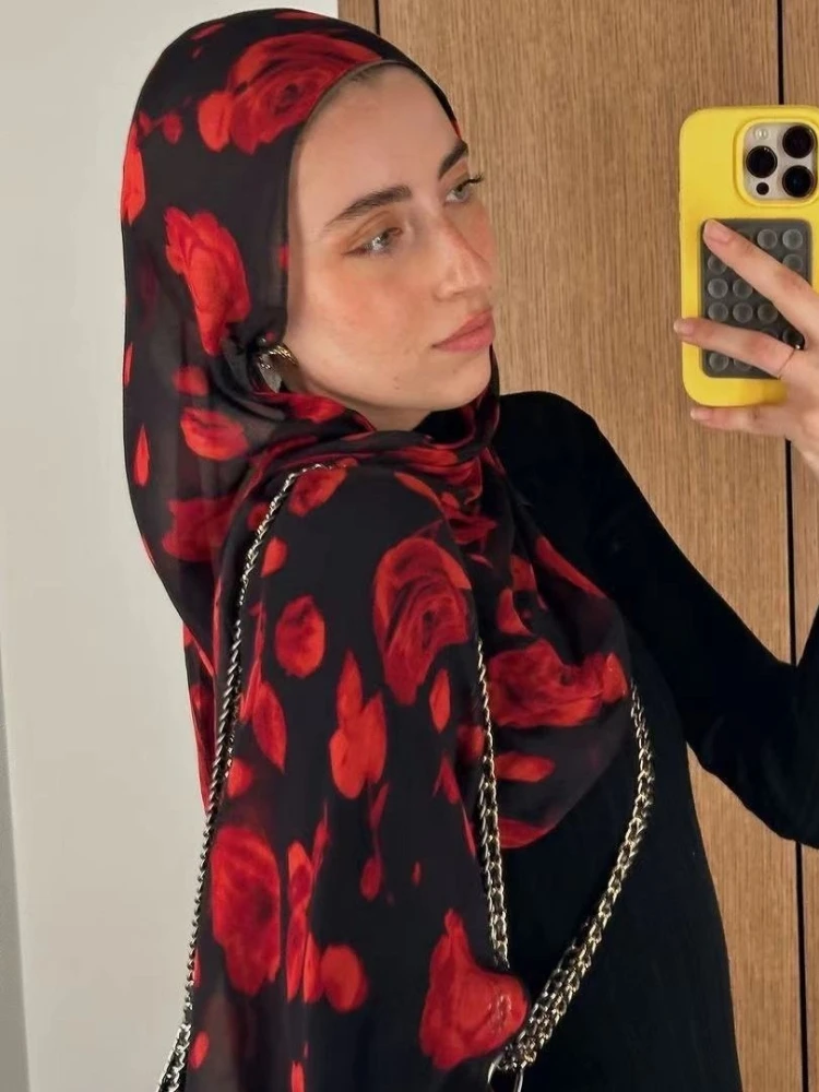

New Watercolor Print Hijab Scarf Polyester Cotton Hijabs for Women Series Shawl Printing Scarf Headscarf Women Turban Ramadan
