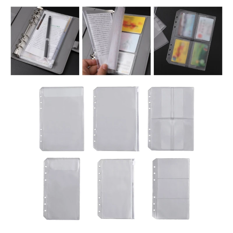 10Pcs/set Convenient Clear PVC Binder Binder Pockets Clear Zipper Folders