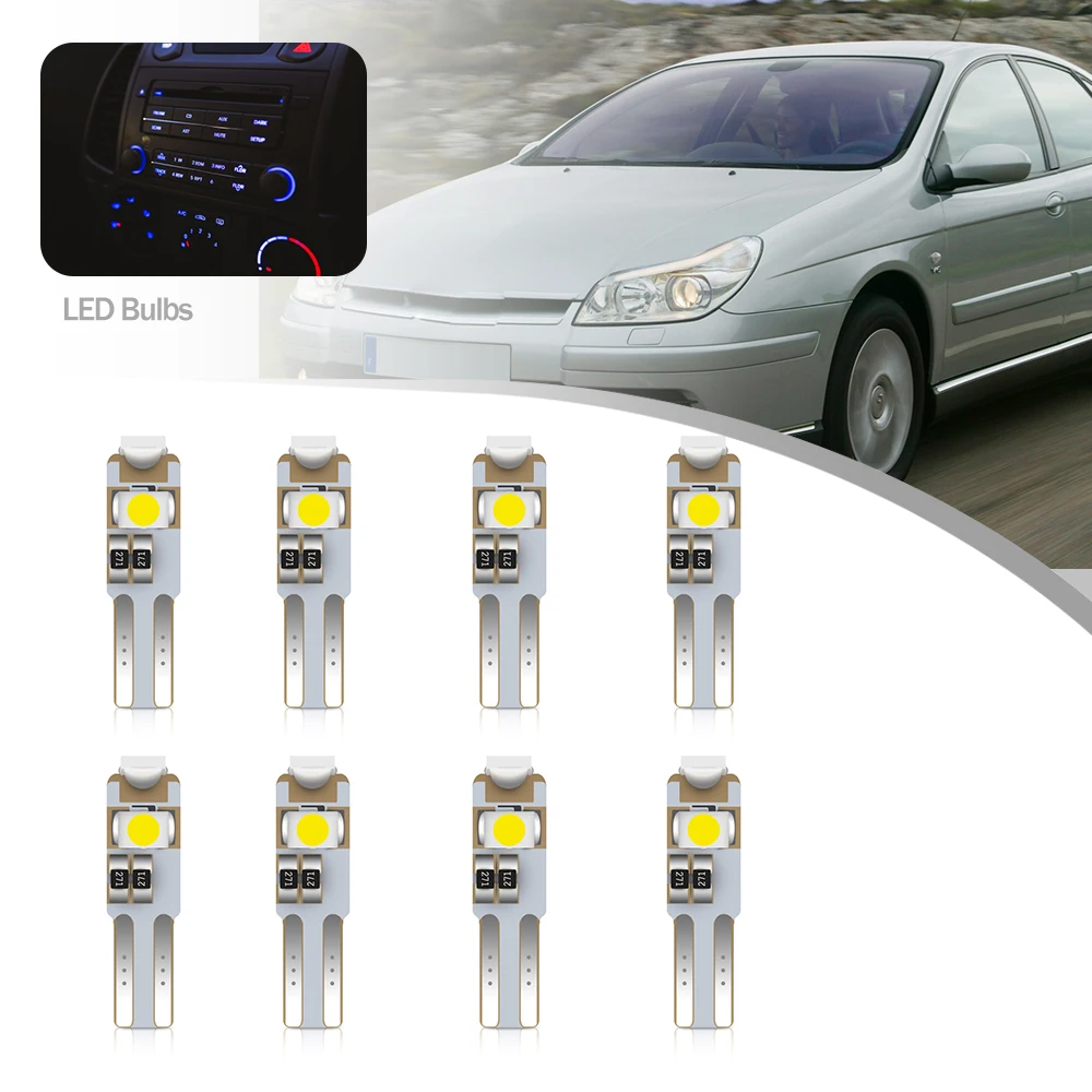 8Pcs Led HVAC Illumination Radio Climate Control Lamps Interior LCD Dispaly Bulbs for  Citroen Xantia C5 XM Evasion Xsara Jumper