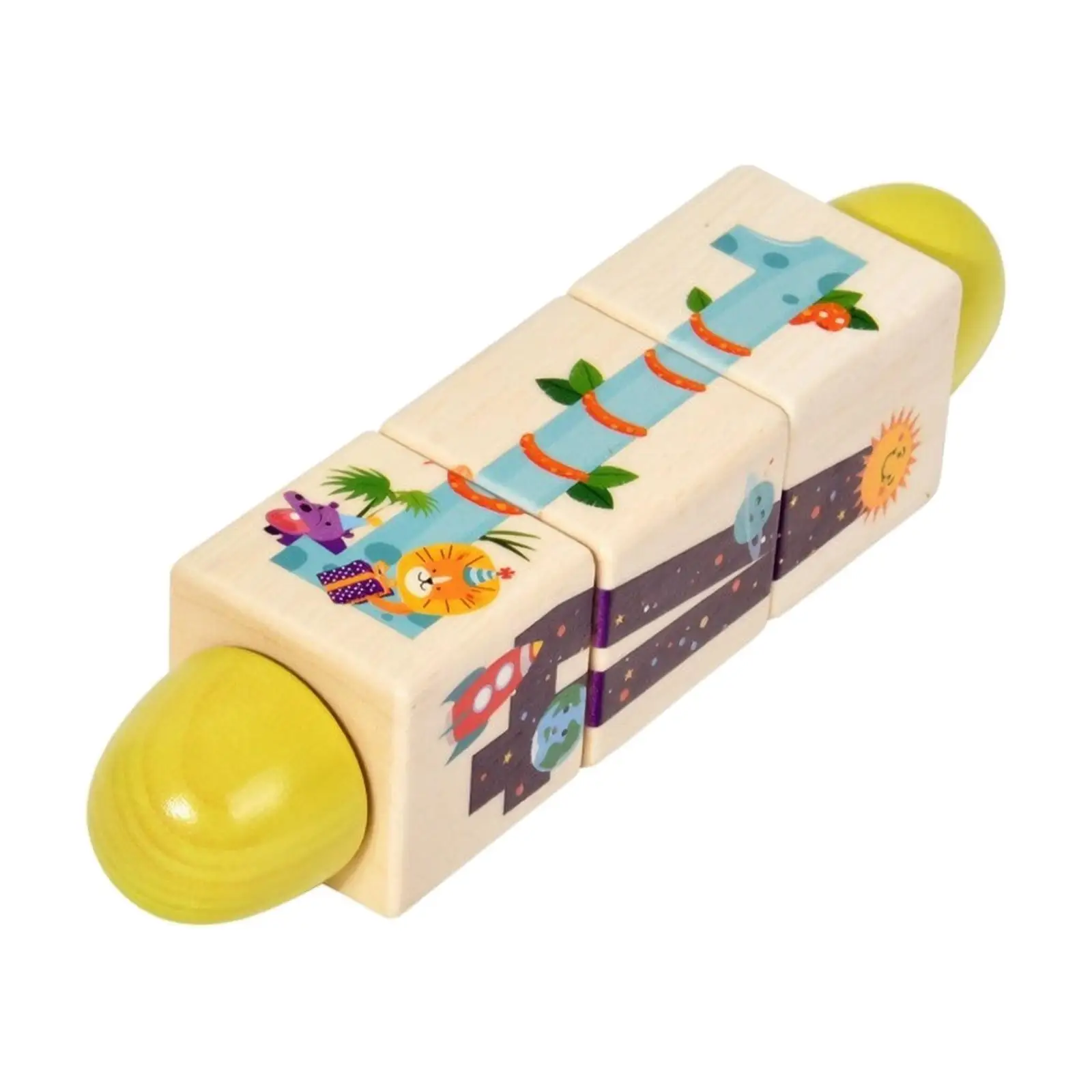 Educational Wooden Spinning Cube for Kids Fine Motor Practice Interactive Learning Toy with Smooth Rounded Edges