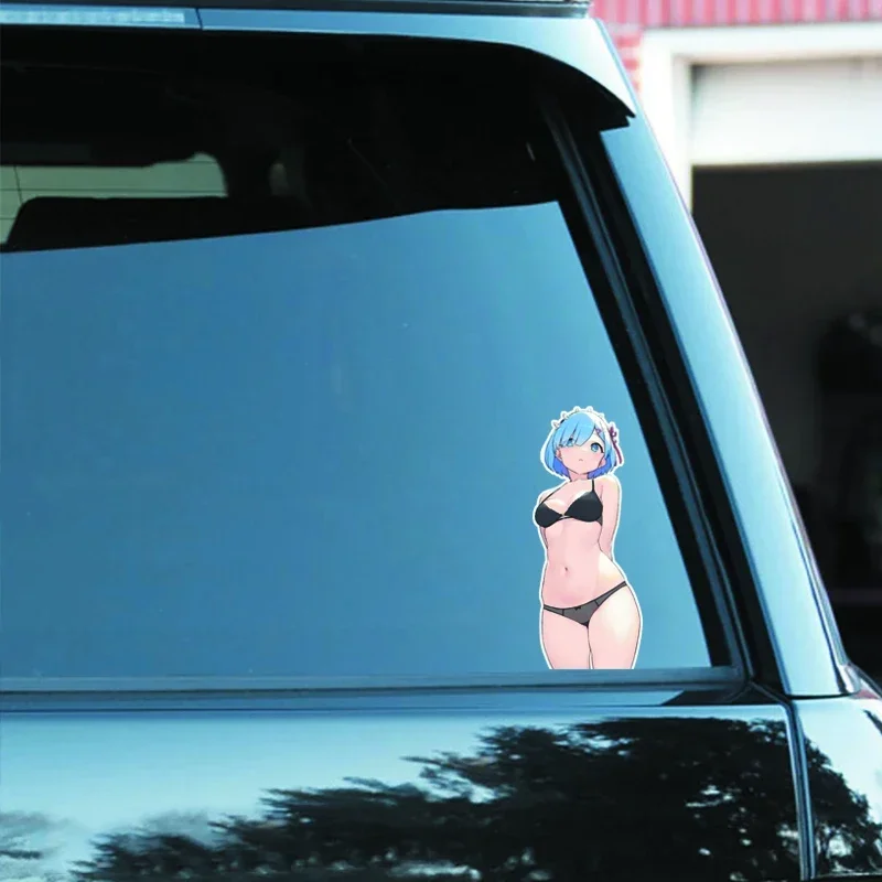 ملصق فينيل من Anime Girl للسيارات - مقاوم للماء على شكل شخصية كرتونية ذاتية اللصق لتزيين السيارة سهل الاستخدام