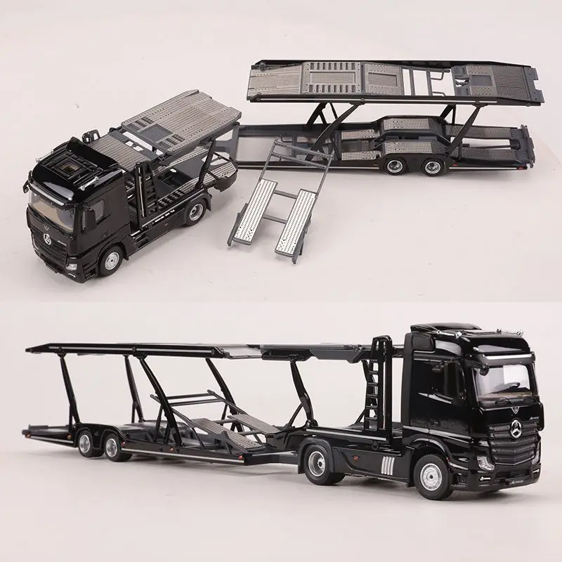 1:64 Alloy Die-casting Model Car Toy Benz Benz Double-Decker Car Transporter Trailer Toys For Boys Collection Gifts