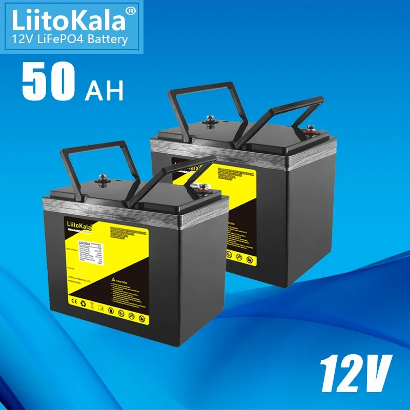 2PCS LiitoKala 12V 50Ah LiFePO4 Battery LithiumIron Phosphate Cells 4000 Cycles For RV Campers Golf Cart Off-Road Off-grid Solar