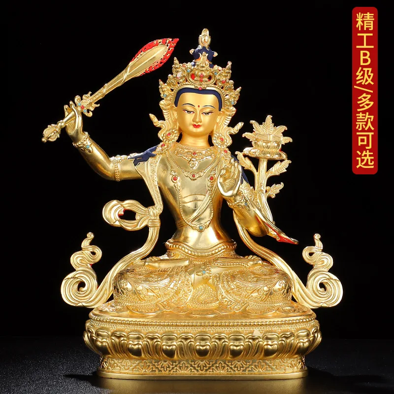 

30cm large wholesale buddha statue Southeast Asia Buddhism Gilding golden Bodhisattva Manjusri Guanyin buddha copper statue