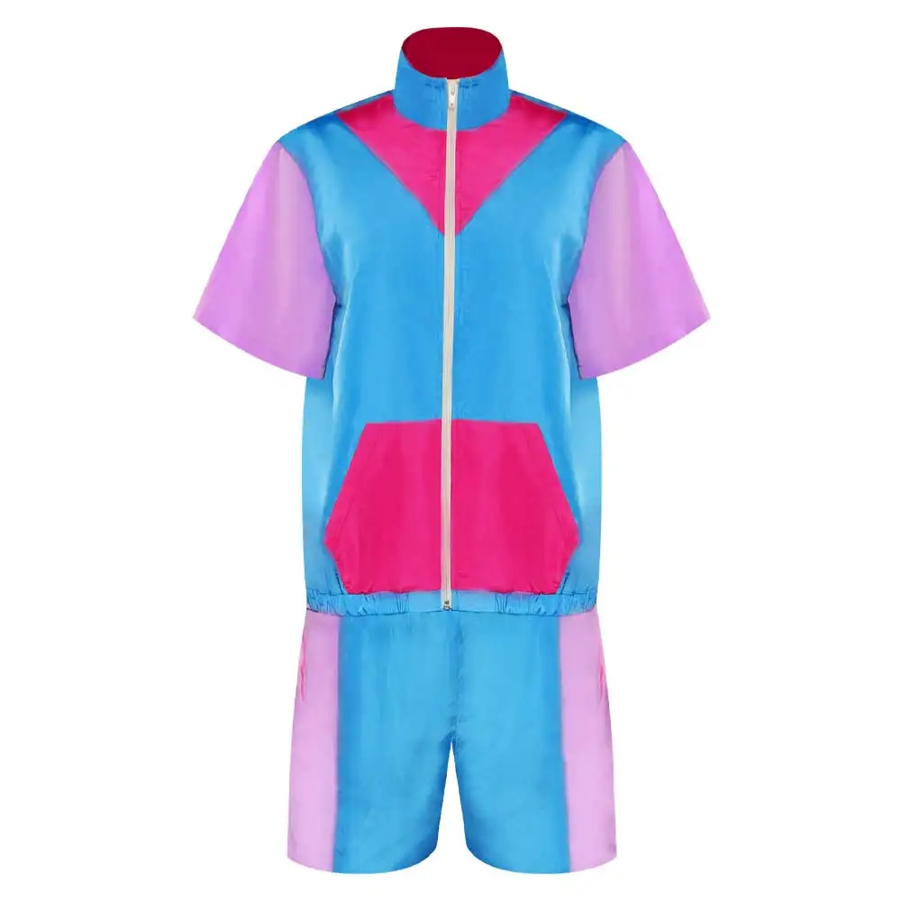 Unisex 80s 90s  Retro Hip HopTracksuit Windbreaker Cosplay Top and Jogger ShortPants Costume Halloween Roleplay Suit Female Male