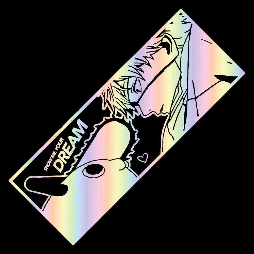 

Anime Vinyl Decal Show Me Your Dream Chainsaw Design Sticker JDM Holographic Car Exterior Stickers for Bumper Window Door