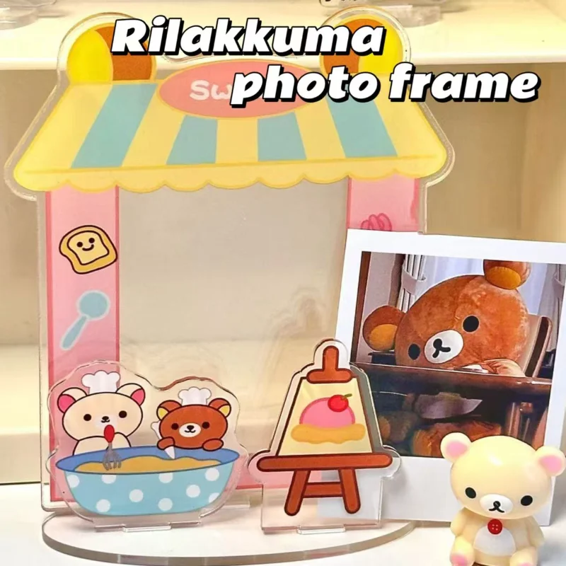 

Rilakkuma 3-дюймовая фоторамка для творчества, мультяшная акриловая доска для фотосъемки Polaroid, аниме, предметы интерьера, украшение для рабочего стола