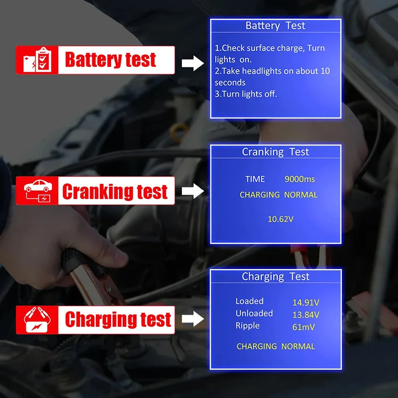 KONNWEI KW681 6V 12V Car Motorcycle Battery Tester Life Analysis Auto Diagnostic Tools 2000CCA Car Diagnostics Full OBD2 Scanner