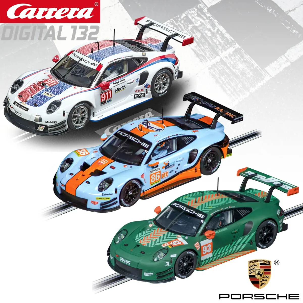 Coche de carreras Digital132 Porsche 911 RSR 30915 Porsche GT Team/31073 Proton Competition/32019 Gulf Racing