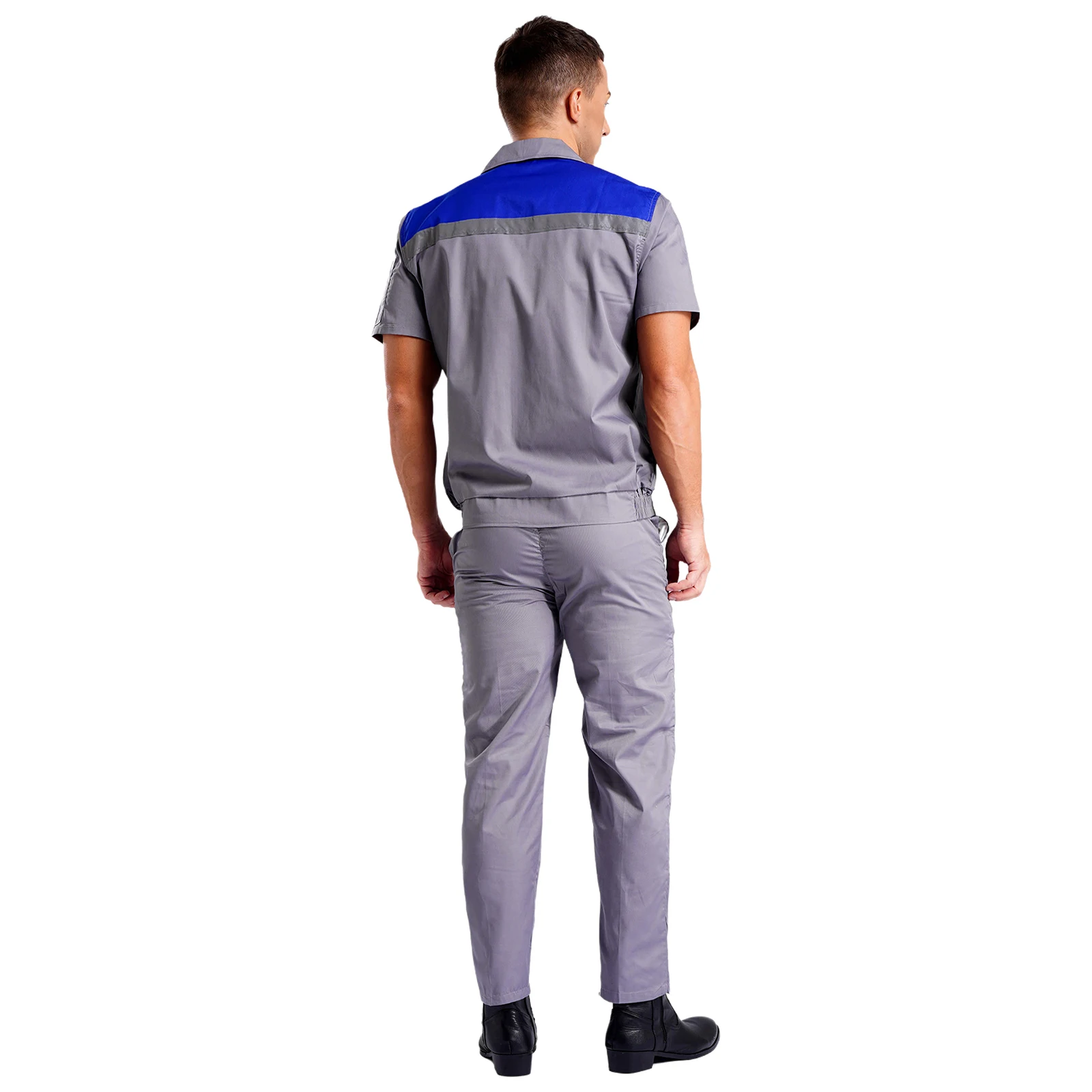 Mens Womens Work Outfit Wear Resistant Short Sleeve Reflective Strips Jackets Top And Pants Overalls Work Dungarees