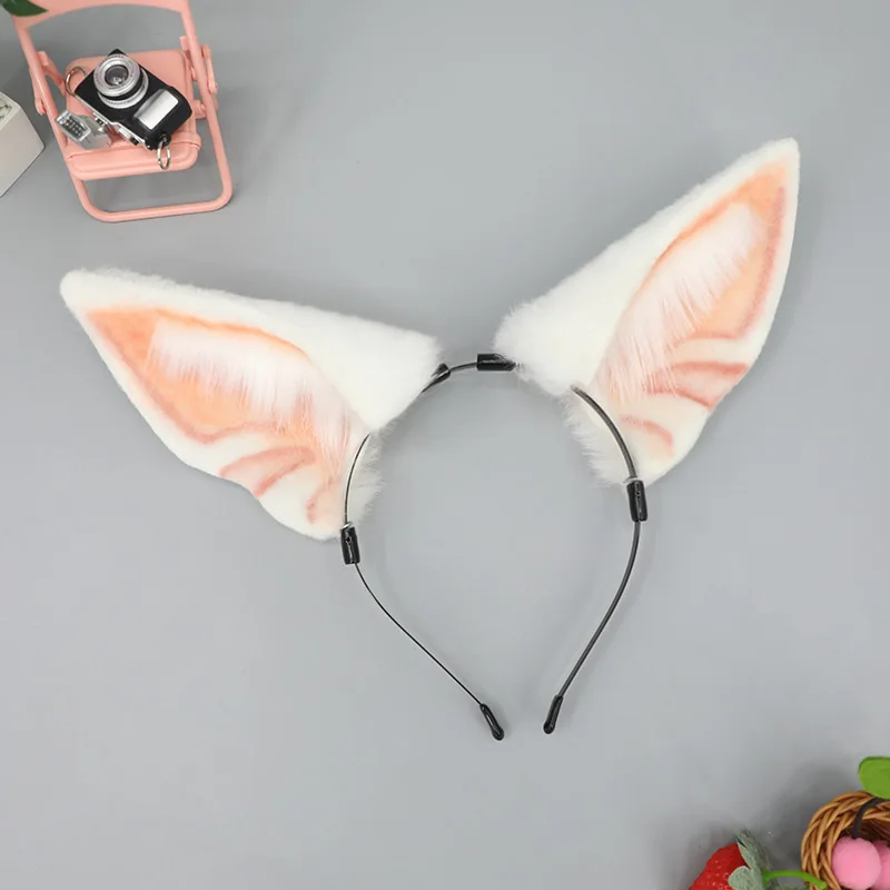 محاكاة الوحش الأذن القبعات تأثيري عقال آذان الثعلب إكسسوارات الشعر آذان الثعلب الأبيض عقال تأثيري الملحقات