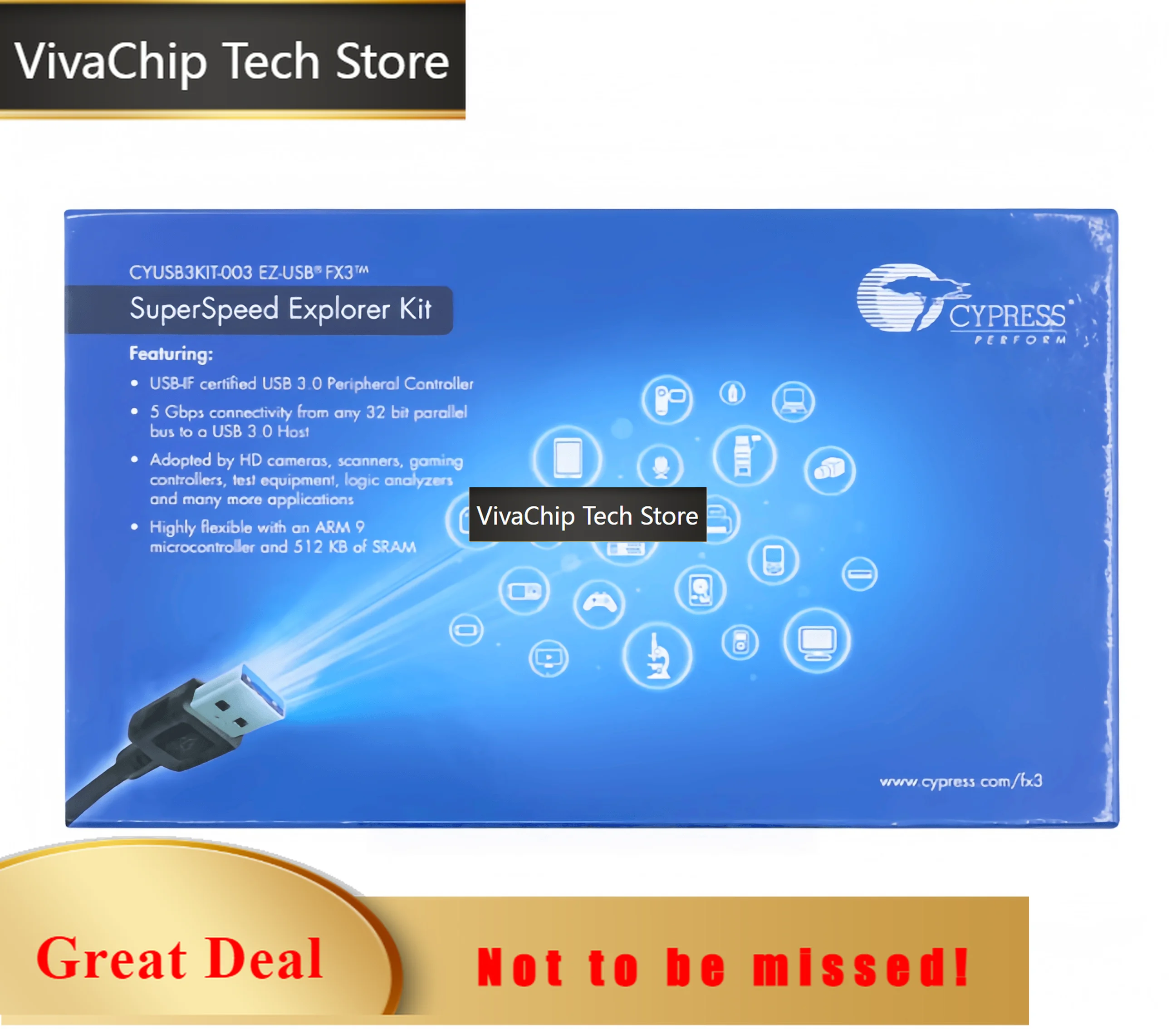 VivaChip TechCYUSB3KIT-003 EZ-USB FX3 Kit High-Speed ​​Interface Development Board Tool Cypress