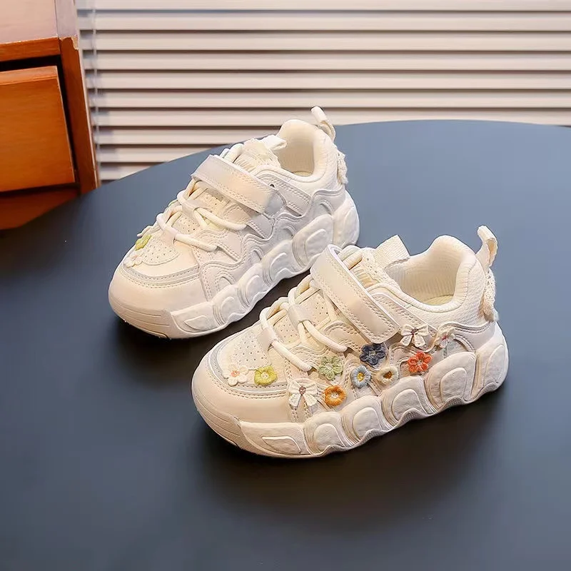 

New Trendy Girls' Sneakers 2025 Autumn - New Floral Dad Shoes, Stylish Kids' Casual Running Shoes, Fashionable Girls' Shoes
