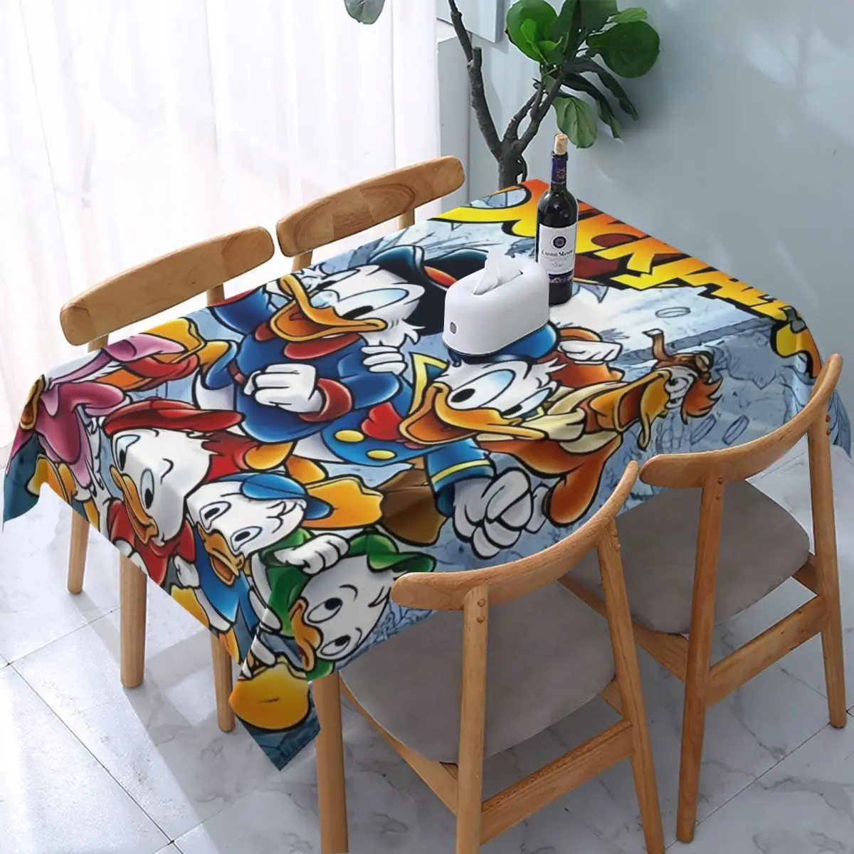 Customized Rectangular The Mickey Mouse And Donald Duck Tablecloth Fit 40