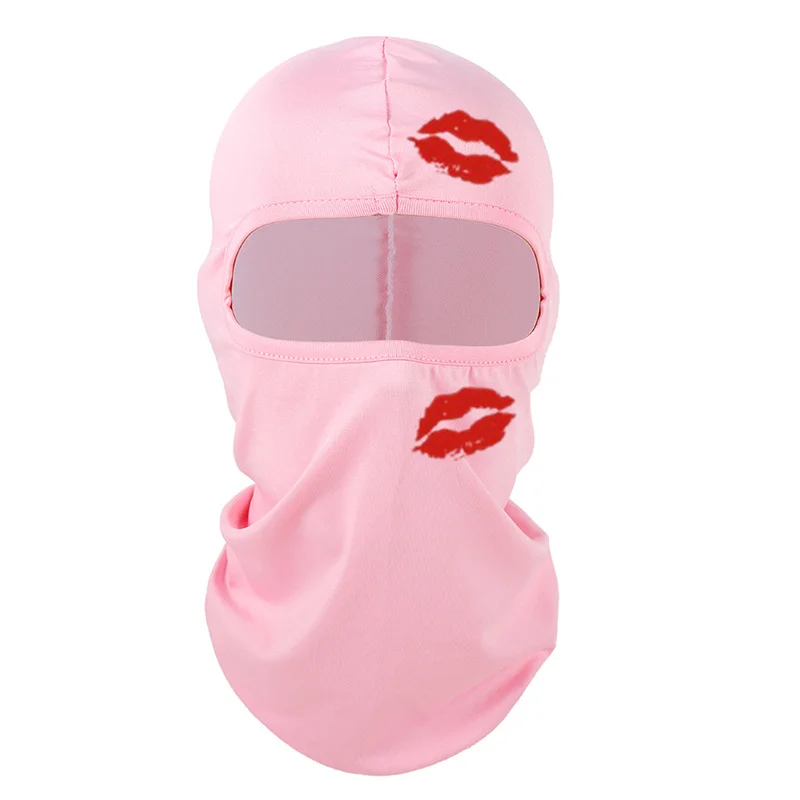Fully Face Outdoor Protection Red Lip Windproof Riding Printed Mask Baraklava Masks Ice Silk Sunscreen Street Sports Mask