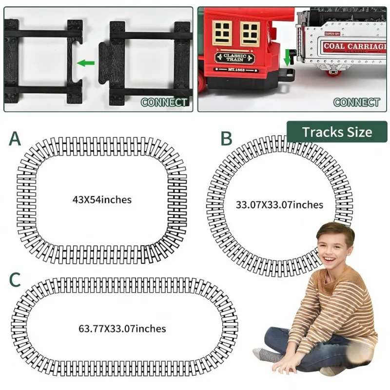 Juego de tren eléctrico de juguete, modelo de tren de vapor Retro, humo realista, sonidos y luces, con tren de riel remoto