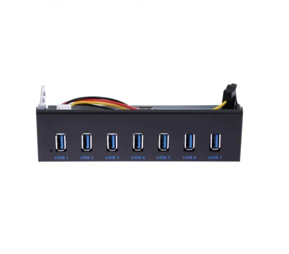 5.25 PC Optical drive front panel 19Pin 7 ports USB3.0+2.1A fast Phone charging USB 3.0 HUB Multi USB Splitter