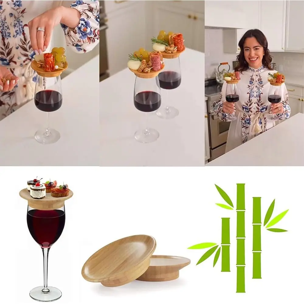 1/2/4/6/10Pcs Leakproof Wine Glass Charcuterie Topper Handmade Wooden Charcuterie Board Toppers Easily Clean