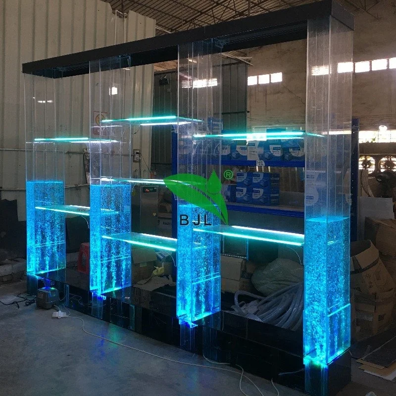 

Customization.Led Luminous bar Furniture Water Bubble Wall and Light Colour Changing Acrylic Wine Display Cabinet