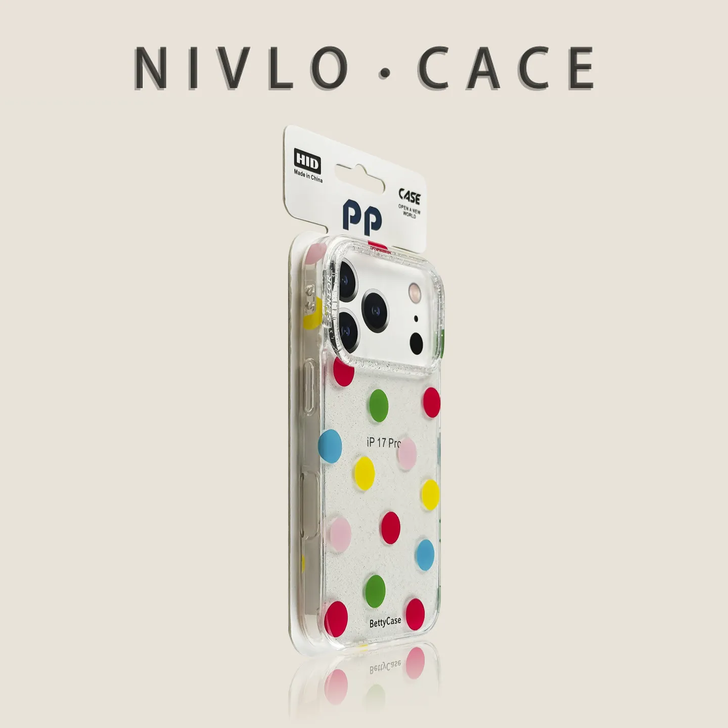 For iPhone 18 Pro Max Case Glitter 3D Colorful Polka Dots Creative Chain New Premium Soft Edge Shockproof Cover with 17 16 15 14