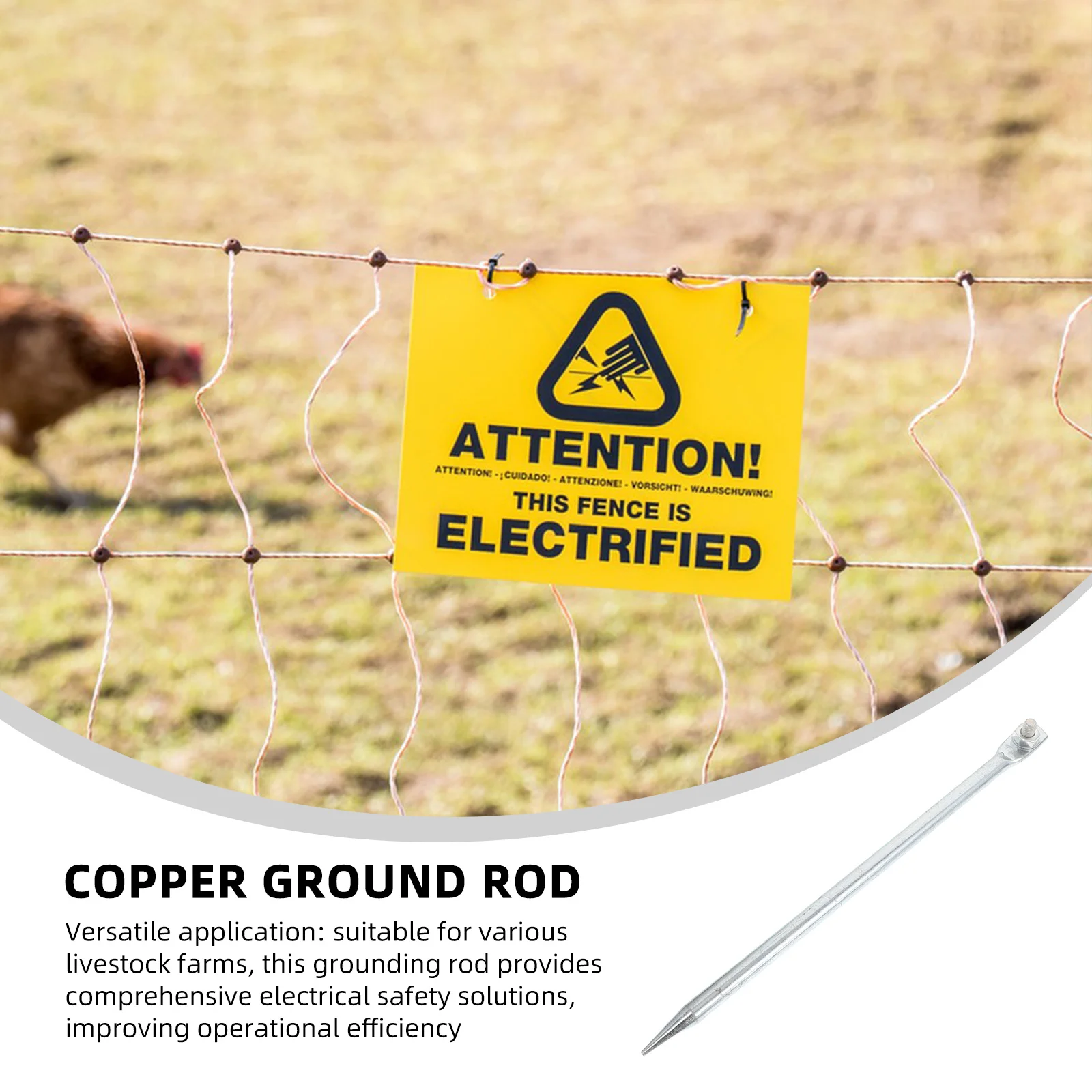 

12mmx300mm Grounding Rod for Electric Fence - Solid Copper Bonded Earth Rod Galvanized Surface for Livestock Farm Fence
