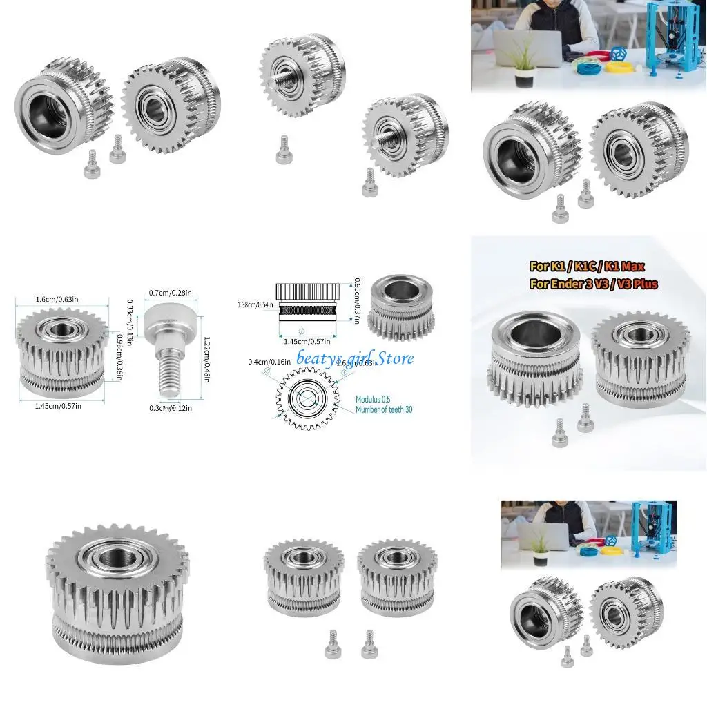 

C7AB Extruder Gear All Metal Filament Drive Gears For K1 Hardened Steel Printer Gear