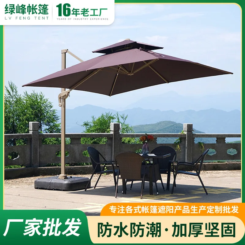 Outdoor Sunshade Umbrella, 3x3m Courtyard Terrace With Solar Light, Aluminum Alloy Camping Stall, Popular Street Stall, Roman Um