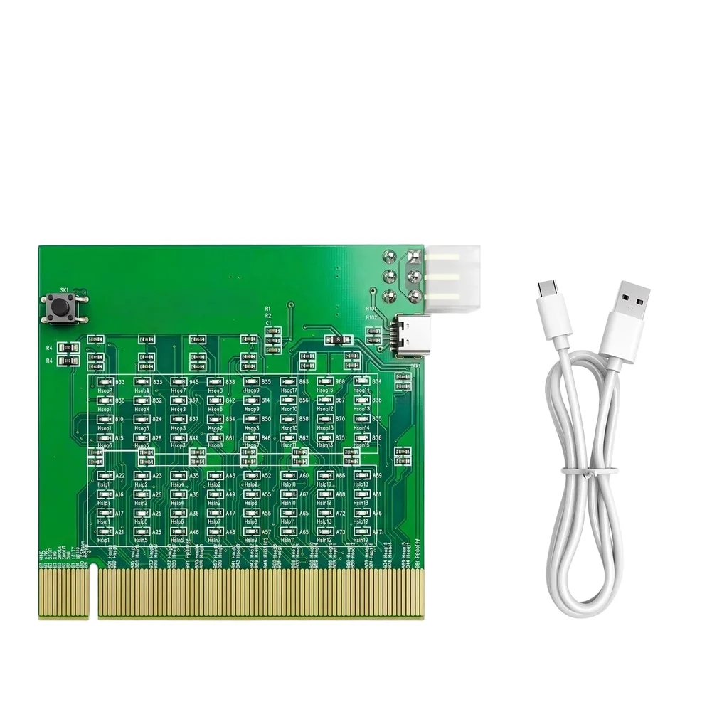 PCI-E 16X Slot Tester Card With LED Indicators For Desktop Motherboard Repair And Type-C Power Supply