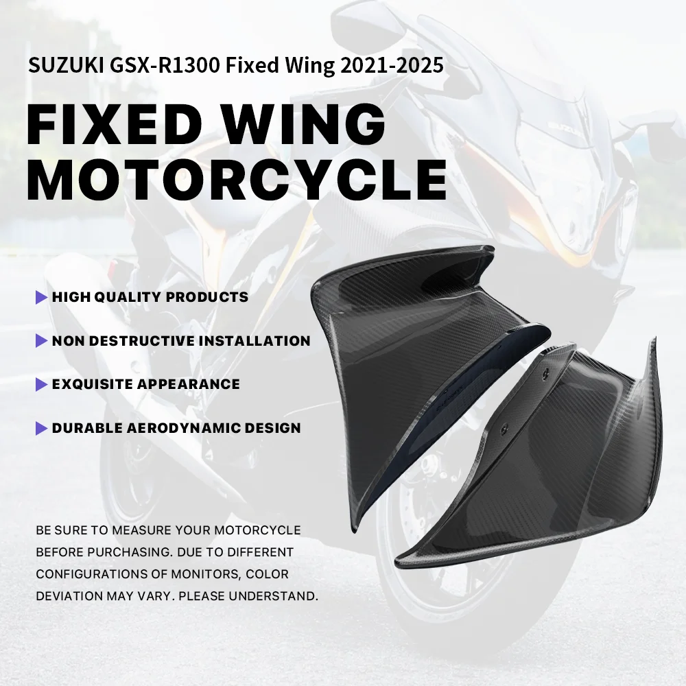 

100% Carbon Fiber Motorcycle Side Wing parts For SUZUKI GSX-R1300 GSX-R1300R 2021-2025 GSXR1300 Aerodynamic Fixed Winglet Fairin