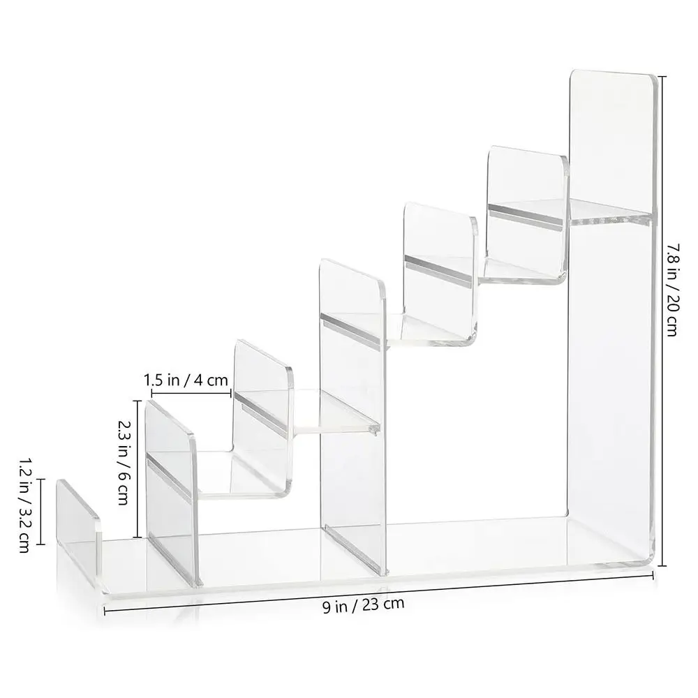 Clear Acrílico Jóias Racks Organizador, Risers Display transparente, Showcase Fixture, Carteira Titular Stand, 6 Tiers, óculos de sol
