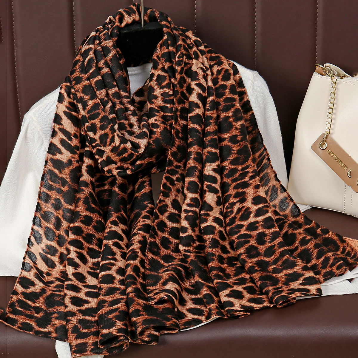 القطن الكتان ليوبارد طباعة الحجاب وشاح امرأة مسلم الحجاب سيدة الموضة طويلة يلتف كيب الإسلام عمامة الإناث Headand باندانا