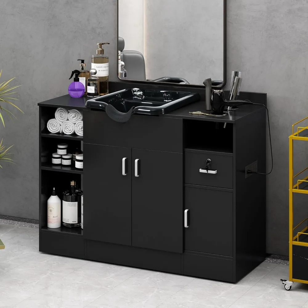 

Hair Washing Station Multi-Functional Shampoo Stations for Salons Portable Shampoo Bowls for Salons with Storage Layer Salon Sin