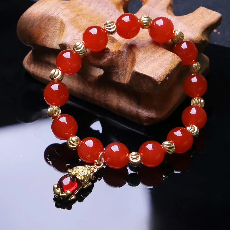 Jade Pixiu Bracelet, Chrysoprase, Carnelian Bracelet, Male and Female Couple Bracelet