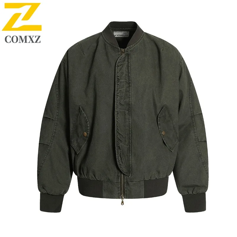

COMXZ Men Racing Jacket American Retro Korean Normcore Camping Versatile Walking Windbreaker Jacket Cycling Comfortable Coat