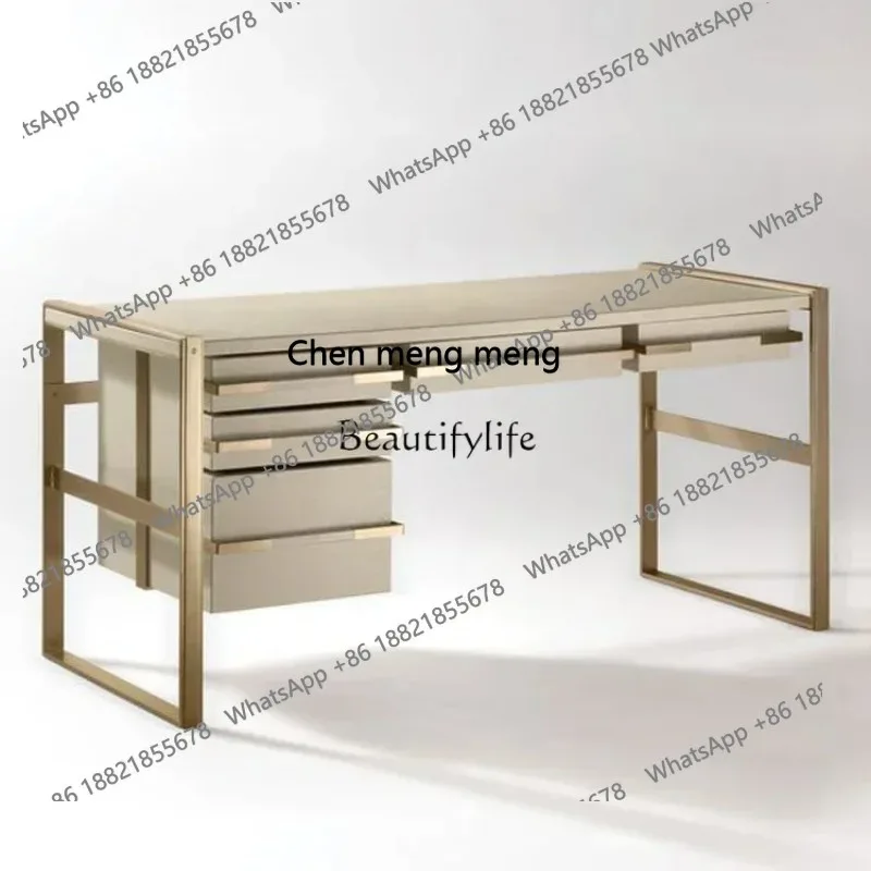 

New style New Italian light luxury stainless steel plate computer desk desk champagne gold ss 8617