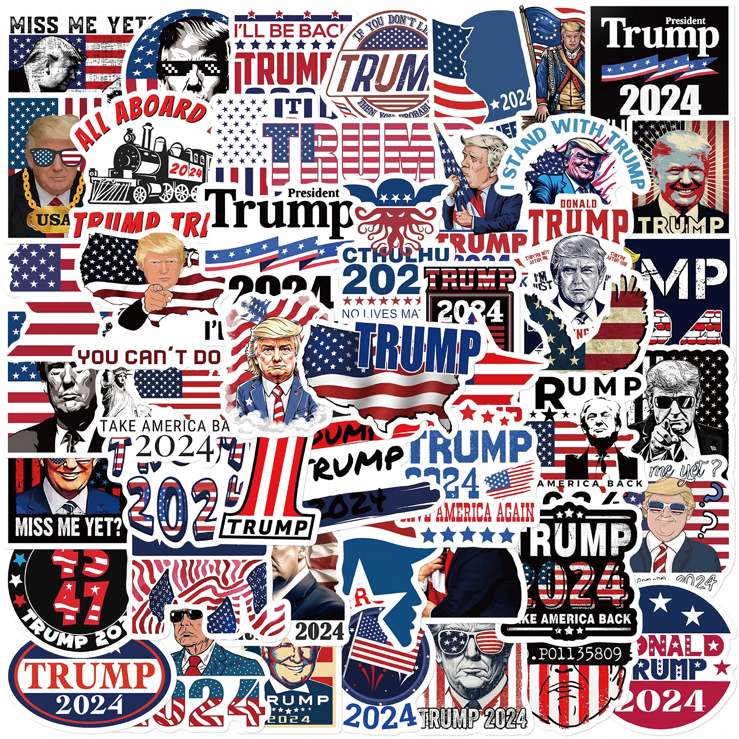 50PCS Funny Cartoon Trump Stickers Phone Computer Laptop Motorcycle Waterproof Graffiti Sticker Packs Decorative DIY