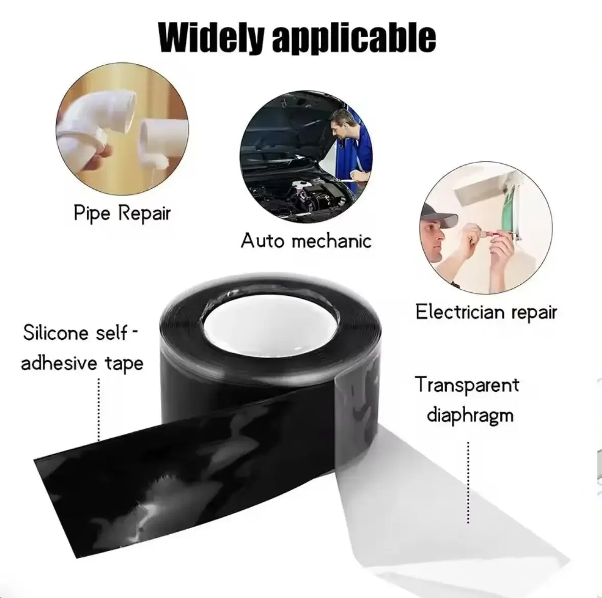 Wasserdichtes, strombeständiges, hochtemperaturbeständiges, selbstklebendes Klebeband, Reparaturdraht für Wasserrohre, Silikonprodukte