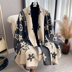 2024 Elegant Jacquard Design Scarf Imitation Cashmere Soft Warm Fringe Shawl Autumn Winter Coldproof Windproof Blanket Scarf