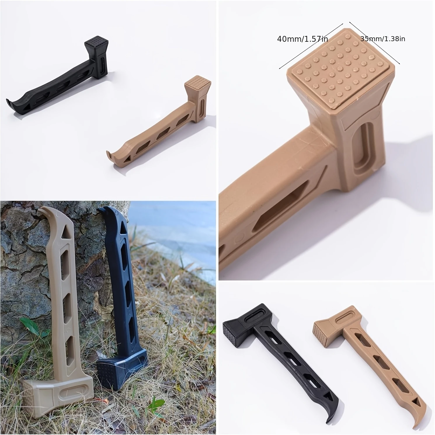 Multifunctional Lightweight Camping Hammer, Tent Peg Tool Built‑in Bottle Opener for Outdoor Road Trip Emergency Use view 4